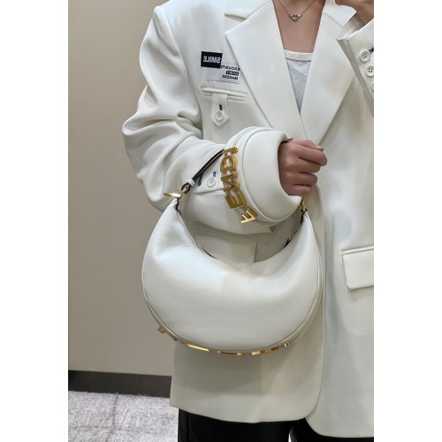 Fendi Praphy Original Leren Grote Logo Tas 80056M Wit