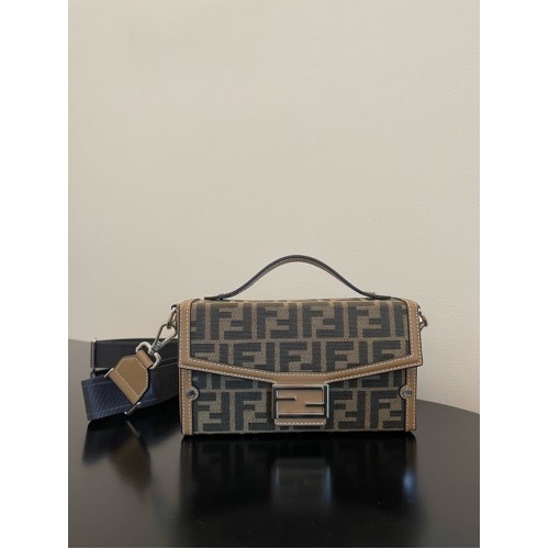 Fendi Small Boston-tas in duifgrijze tapijtstof 8BS5568A