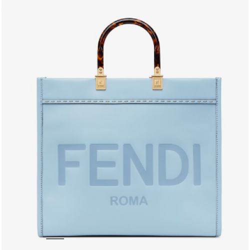 Fendi Sunshine Medium Lichtblauwe leren shopper 8BH386A