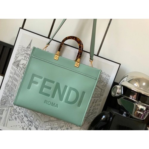 Fendi Sunshine Medium leren shopper 8BH386A Lichtgroen
