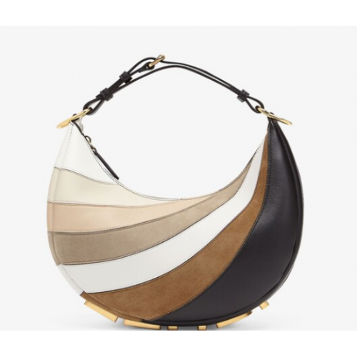 Fendi graphy Small Leren tas met beige en bruine inlay 8BR798A