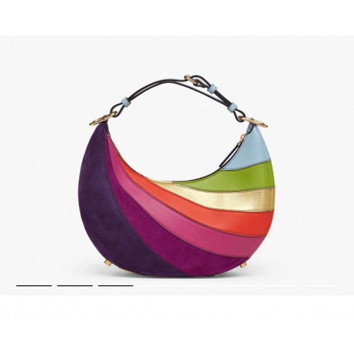 Fendi graphy Small Leren tas met multicolor inlay 8BR798A Rainbow