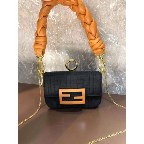 Fendi mini BAGUETTE katoenen tas F6550 zwart