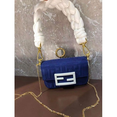 Fendi mini BAGUETTE katoenen tas F6550 blauw