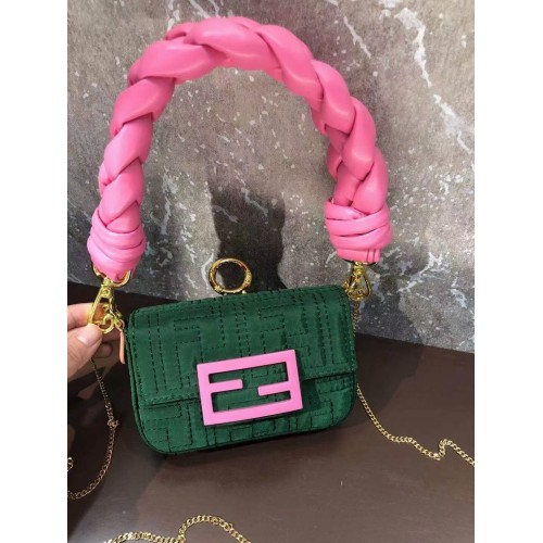 Fendi mini BAGUETTE katoenen tas F6550 groen