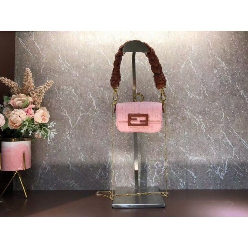 Fendi mini BAGUETTE katoenen tas F6550 roze