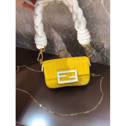 Fendi mini BAGUETTE katoenen tas F6550 geel