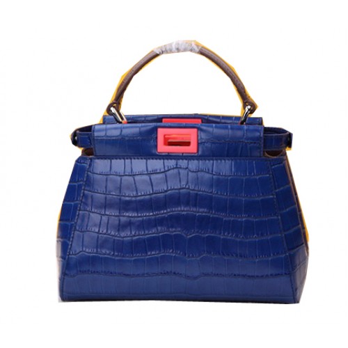 Fendi mini Kiekeboe Tas Croco Leer F520885 Blauw