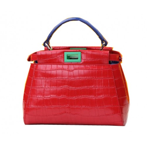Fendi mini Peekaboo Bag Croco leer F520885 rood