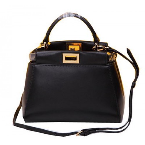 Fendi mini Kiekeboe Tas Schapenvacht Leer FD520885 Zwart