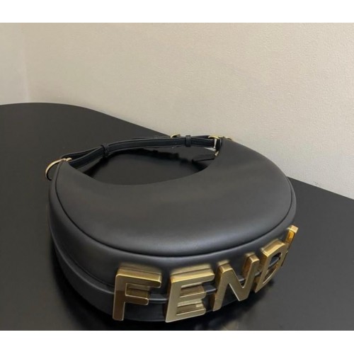 Fendi Praphy originele leren tas met groot logo 80056M zwart