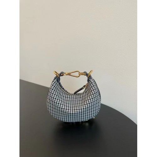 Fendigraphy Kleine goudgelamineerde leren tas 8BR798A zwart-wit