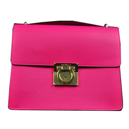 Ferragamo kalfsleren medium schoudertas SF0614 roze