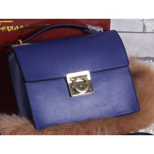 Ferragamo kalfsleren medium schoudertas SF0614 Royal