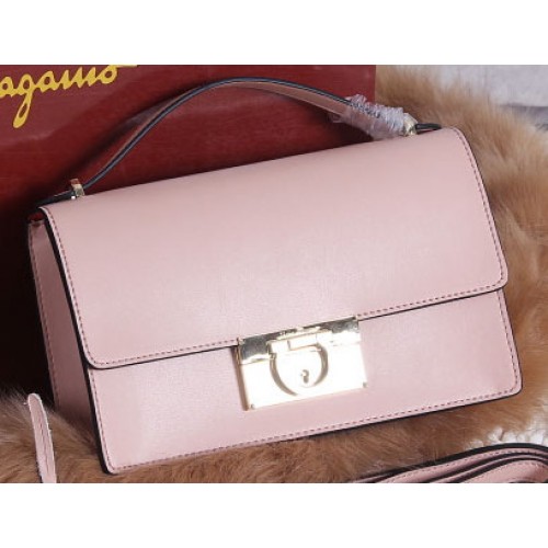 Ferragamo kalfsleren medium schoudertas SF099 roze