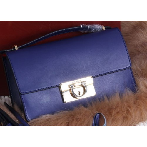 Ferragamo kalfsleren medium schoudertas SF099 Royal