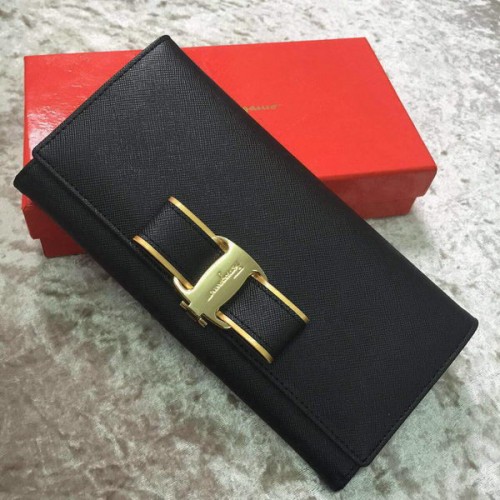 Ferragamo Continental Portemonnee Kalfsleer SF30200 Zwart