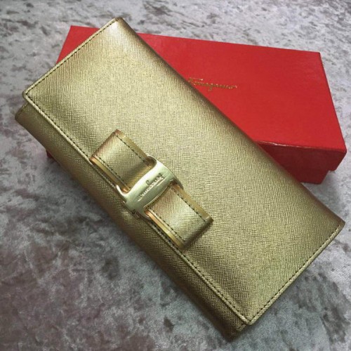 Ferragamo Continental Portemonnee Kalfsleer SF30200 Goud