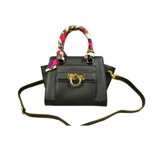 Ferragamo schoudertas van zacht kalfsleer SF8815 zwart