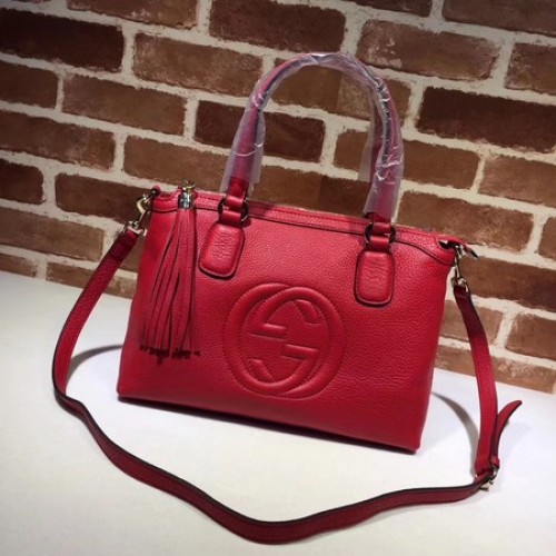Gucci Kalfsleer Soho Top Handvat Tas 308362 Rood