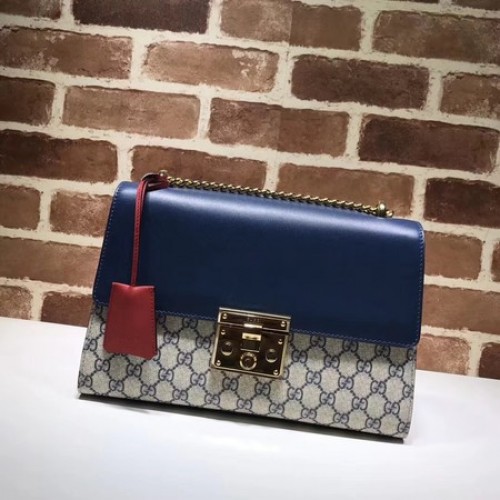 Gucci hangslot medium GG schoudertas 409486 blauw