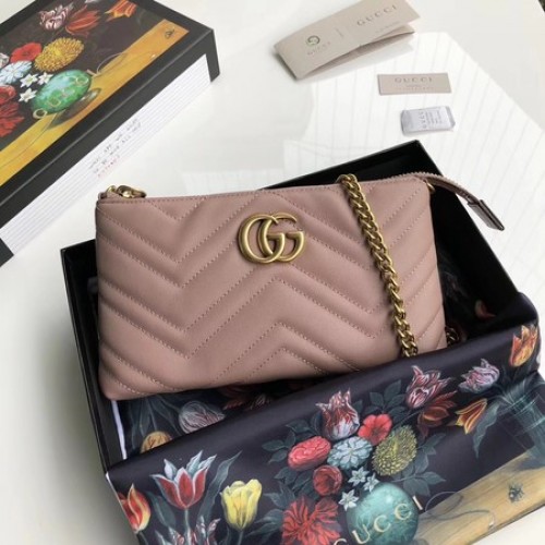 Gucci GG Marmont mini kettingtas 443447 roze