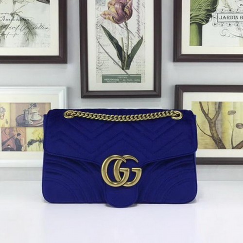 Gucci GG Marmont geborduurde fluwelen tas 443496 blauw