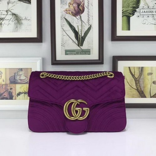 Gucci GG Marmont geborduurde fluwelen tas 443496 paars