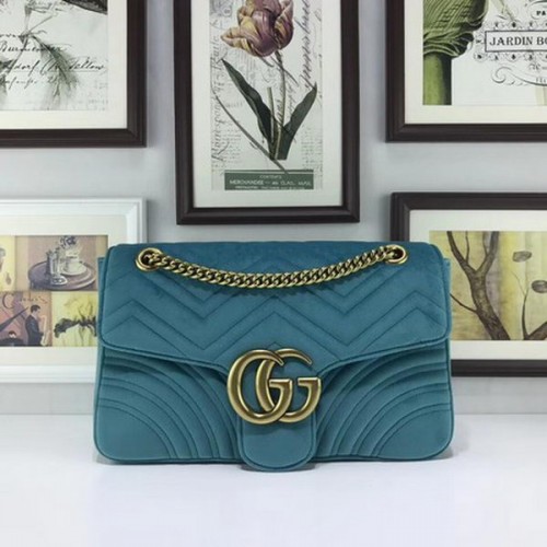 Gucci GG Marmont geborduurde fluwelen tas 443496 hemelsblauw