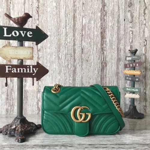 Gucci GG Marmont gematelasseerde minitas 446744 groen