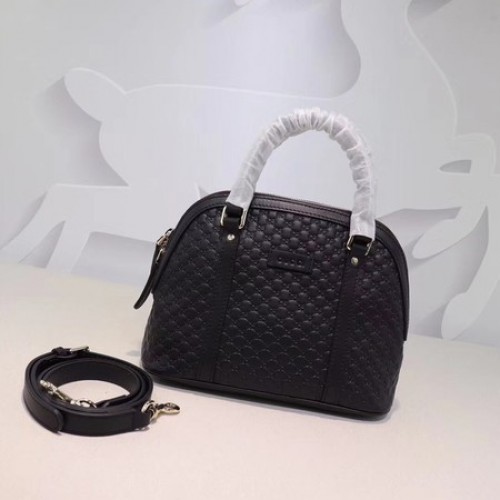 Gucci Signature lederen tas met handvat aan de bovenkant 449654 zwart