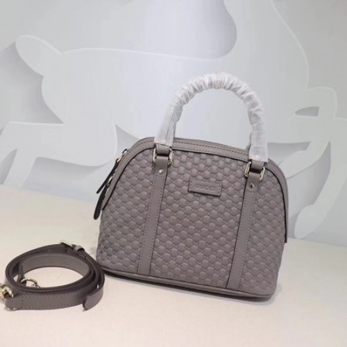 Gucci Signature lederen tas met handvat aan de bovenkant 449654 grijs