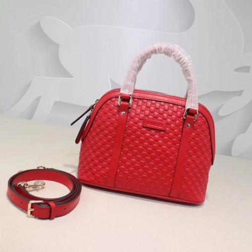 Gucci Signature lederen tas met handvat aan de bovenkant 449654 rood