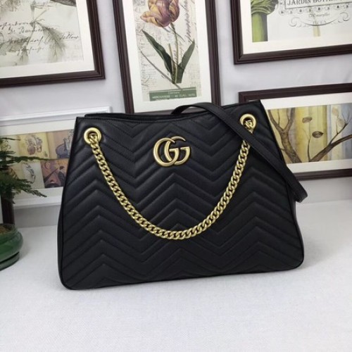 Gucci GG Marmont medium matelasse schoudertas 453569 zwart