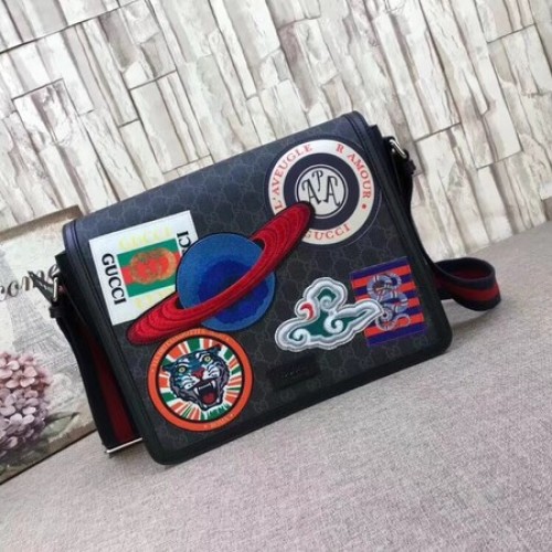 Gucci Night Courrier GG Supreme Flap Messenger Bag 474138 Zwart