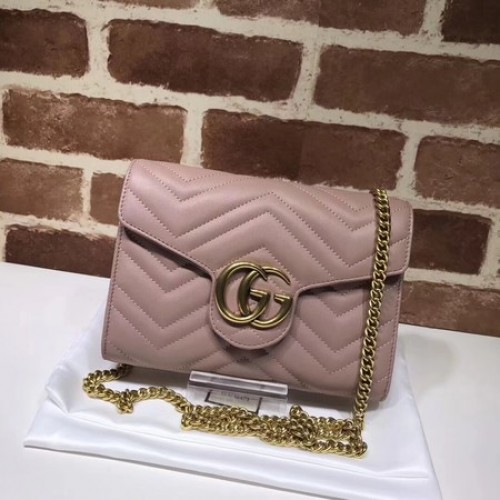 Gucci GG Marmont Matelasse mini-tas 474575 roze