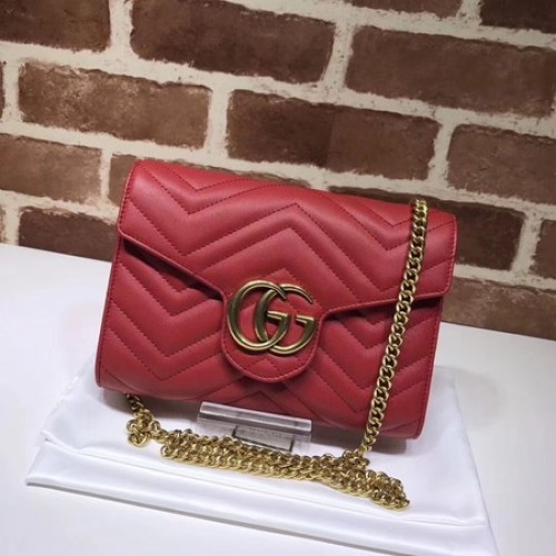 Gucci GG Marmont Matelasse mini-tas 474575 rood