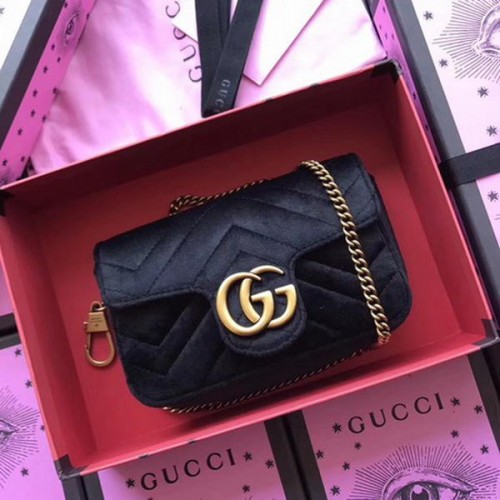 Gucci GG Marmont Fluwelen Super Mini Tas 476433 Zwart