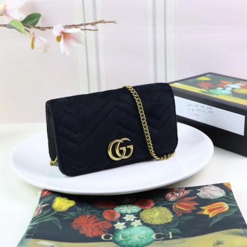 Gucci GG Marmont geborduurde fluwelen minitas 488426 zwart