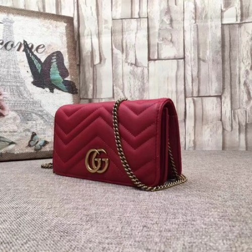Gucci GG Marmont geborduurde fluwelen minitas 488426 rood