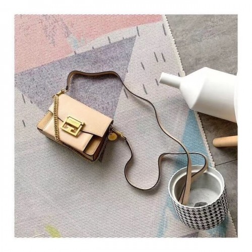 GIVENCHY GV3 leren en suède mini schoudertas 1116 abrikoos