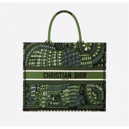 GROENE DIOR BOEKENTAS DIOR ANIMALS GEBORDUURDE CANVAS TAS M55E