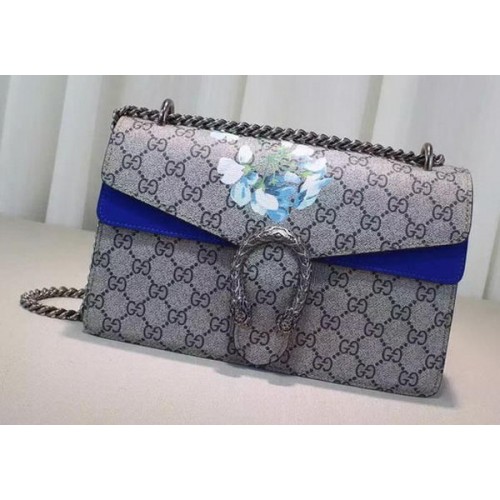 Gucci 400249 blauwe Dionysus GG Supreme canvas schoudertas