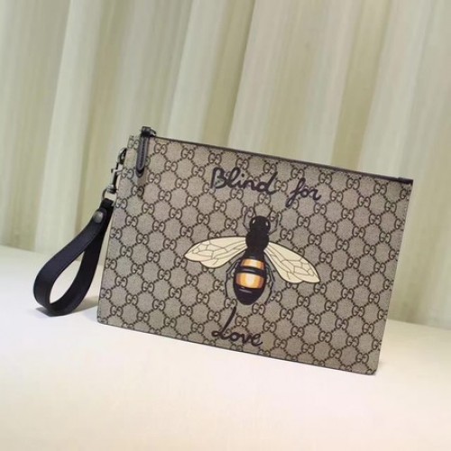 Gucci Angry Cat Print GG Supreme Pouch 473904 Bij