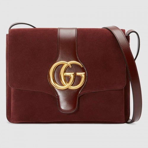 Gucci Arli medium schoudertas 550126 bordeaux suède