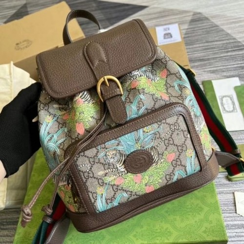 Gucci rugzak met in elkaar grijpende G 674147 bruin&groen