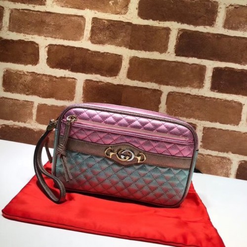Gucci kalfsleren clutch 447632 roze&goud&groen