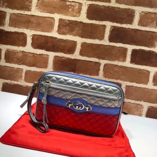 Gucci kalfsleren clutch 447632 blauw&rood&zilver