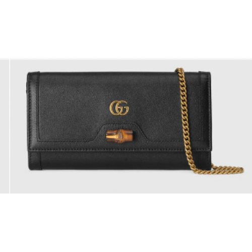 Gucci Diana kettingportemonnee met bamboe 658243 zwart