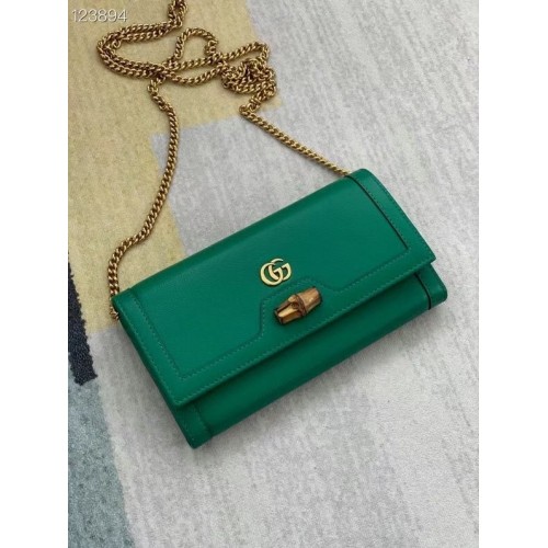 Gucci Diana chain wallet met bamboe 658243 groen